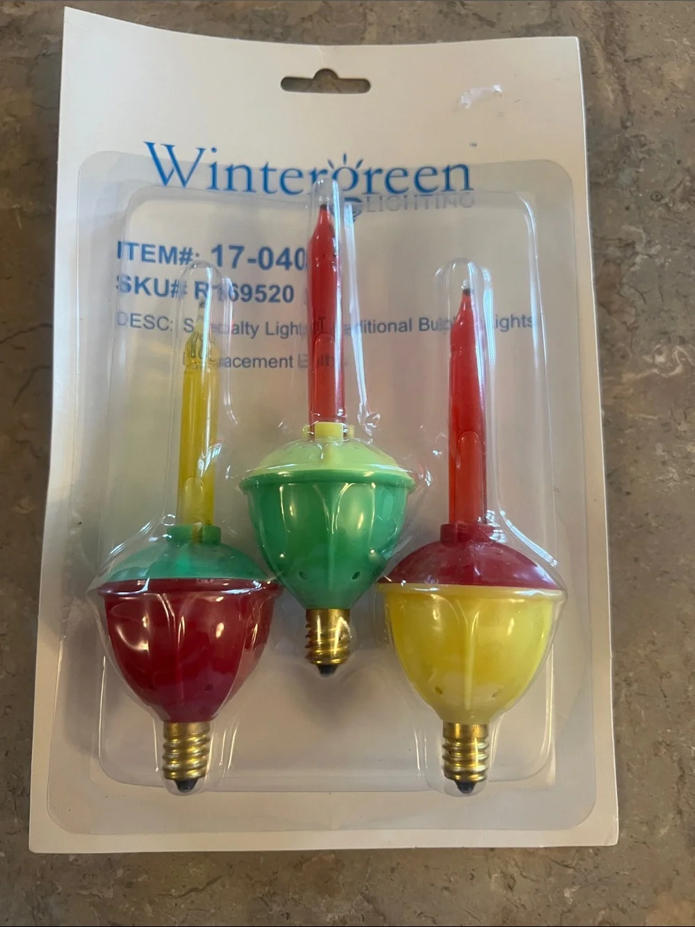 Vintage set of three colorful bubble replacement bulbs